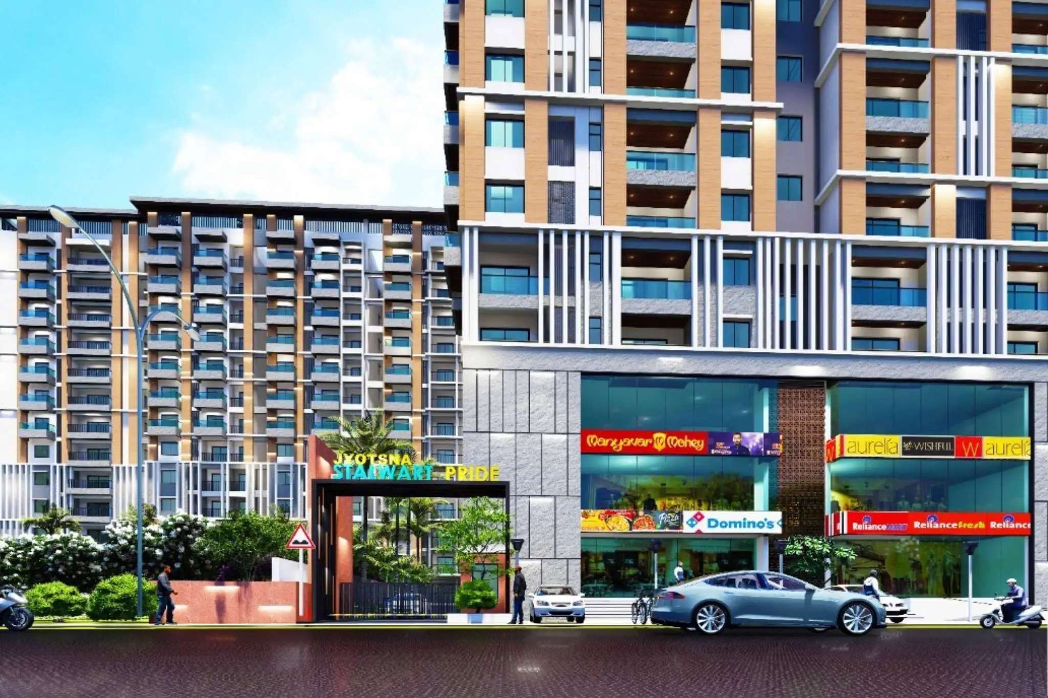 Retail promenade at the base of Block A