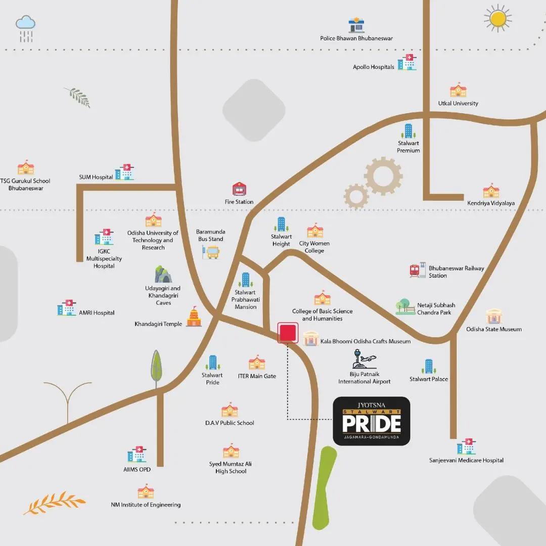Location map of Jyotsna Stalwart Pride at Jagamara–Gondamunda
