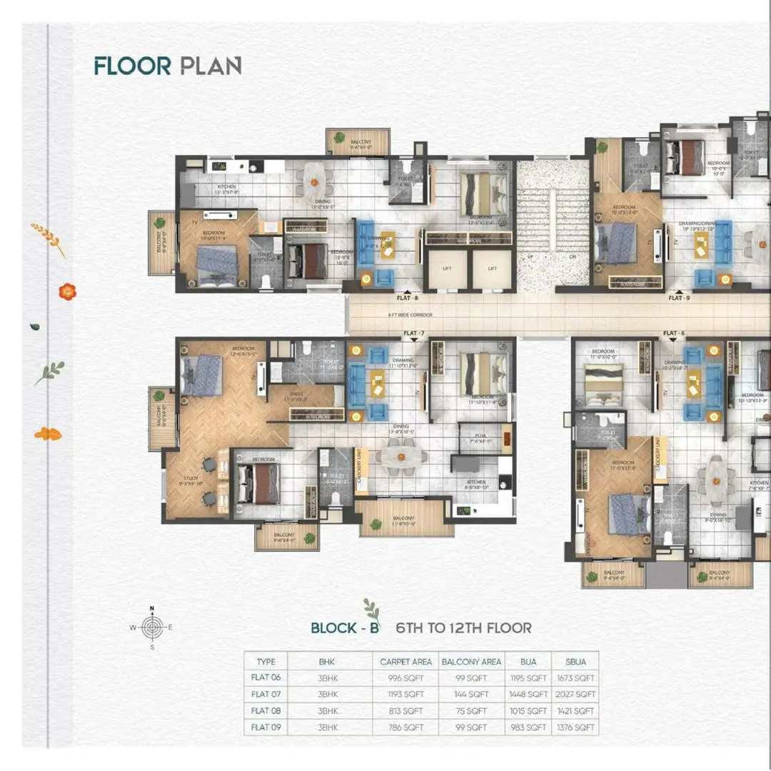 Block B sixth to twelfth floor plan preview