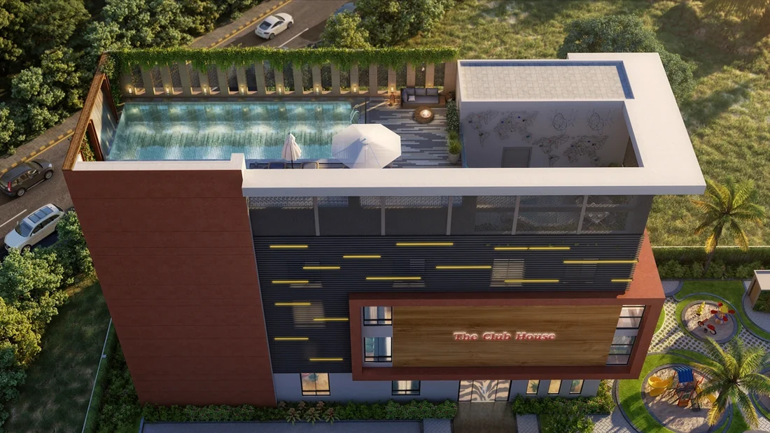 Clubhouse to pool